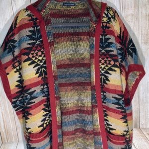 AE Multicolor Poncho with Fringe